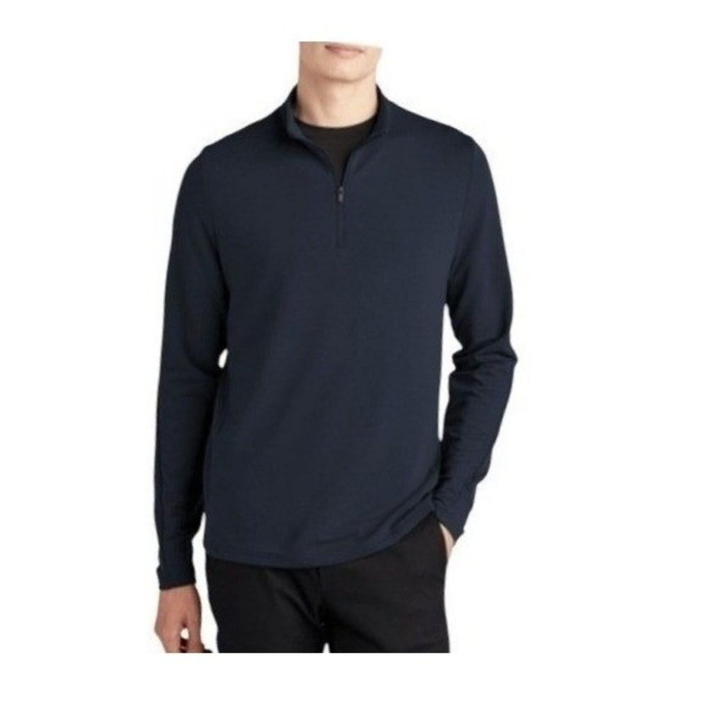 Mercer+Mettle Stretch 1/4-Zip Pullover Night Navy Nylon Knit Long Sleeves‎ L